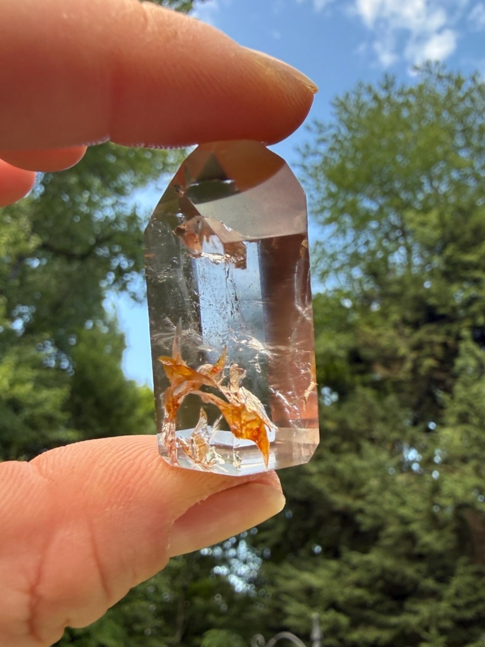 Clear Quartz Point with Phantom - Wandering Bunny LLC